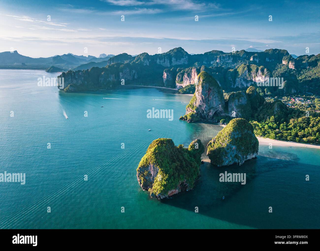 Air View Software Aerial view of the natural coastline at Railay Beach, Krabi, Thailand ...