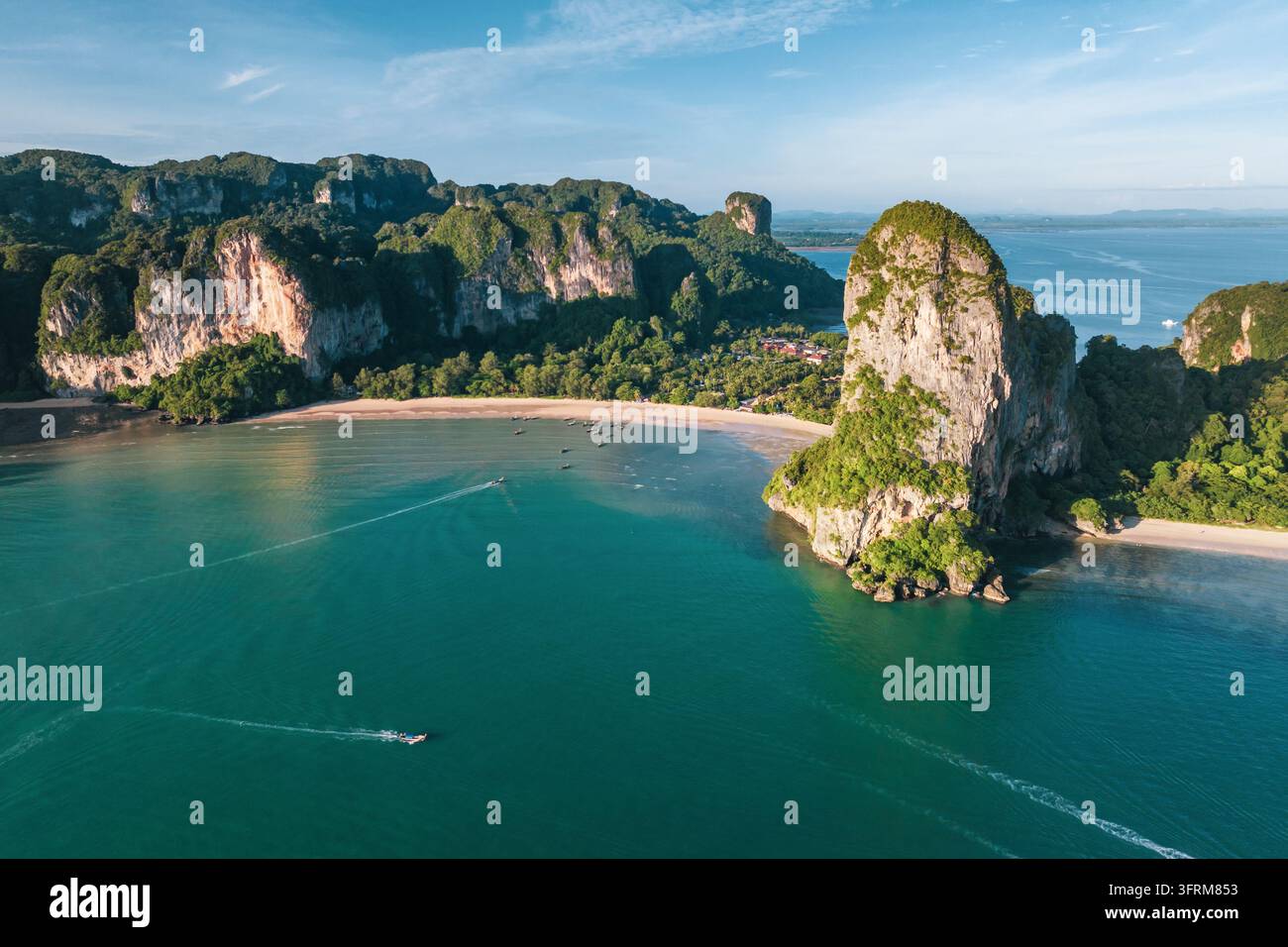 Air View Software Aerial view of the natural coastline at Railay Beach, Krabi, Thailand ...