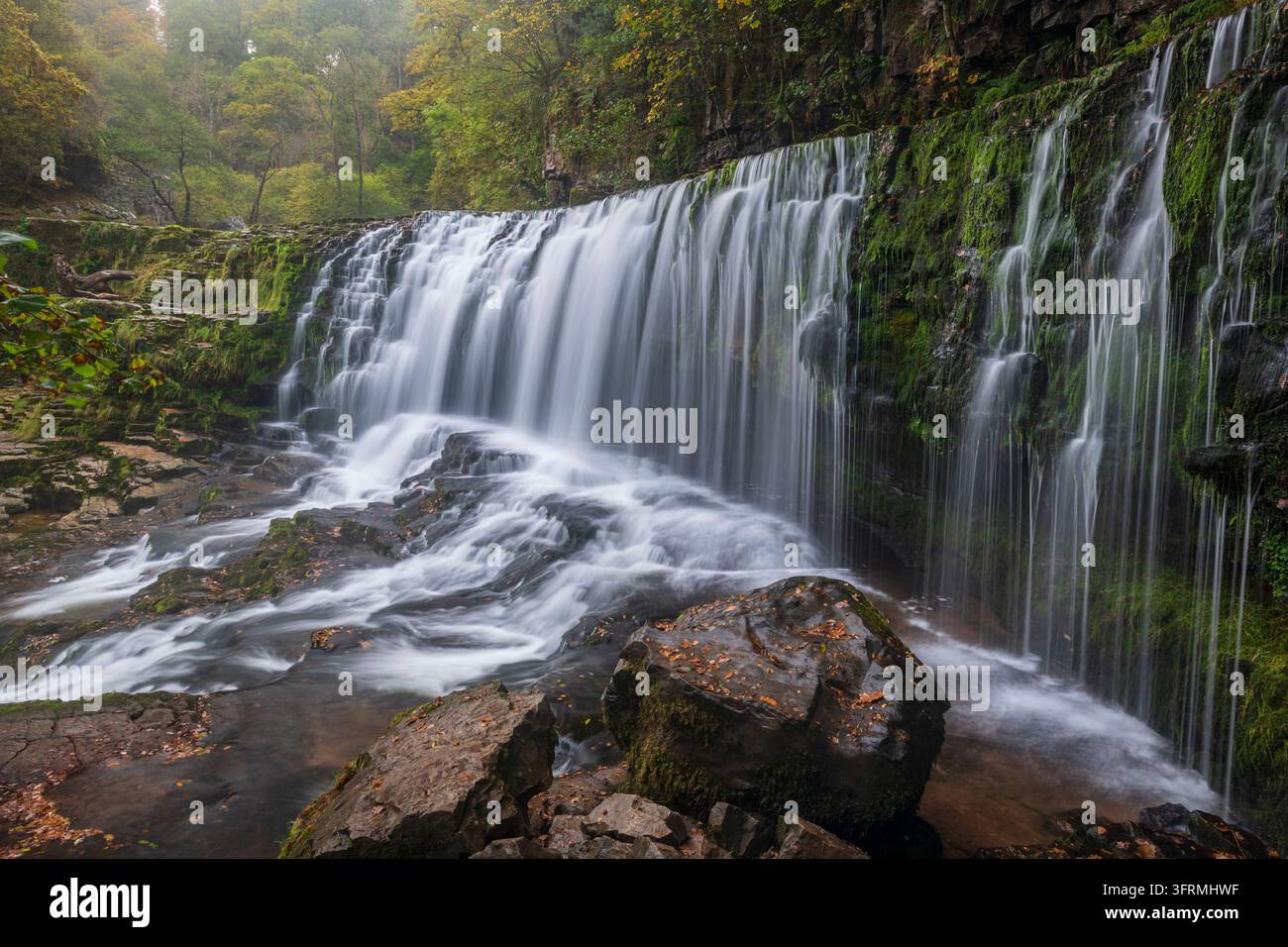 Sgwd Isaf Clun-Gwyn waterfall on the Four Waterfalls Walk, Ystradfellte ...