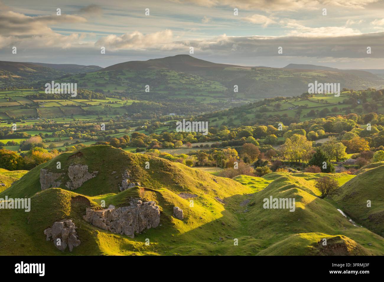 View out over the old quarry below the Llangattock Escarpment towards ...
