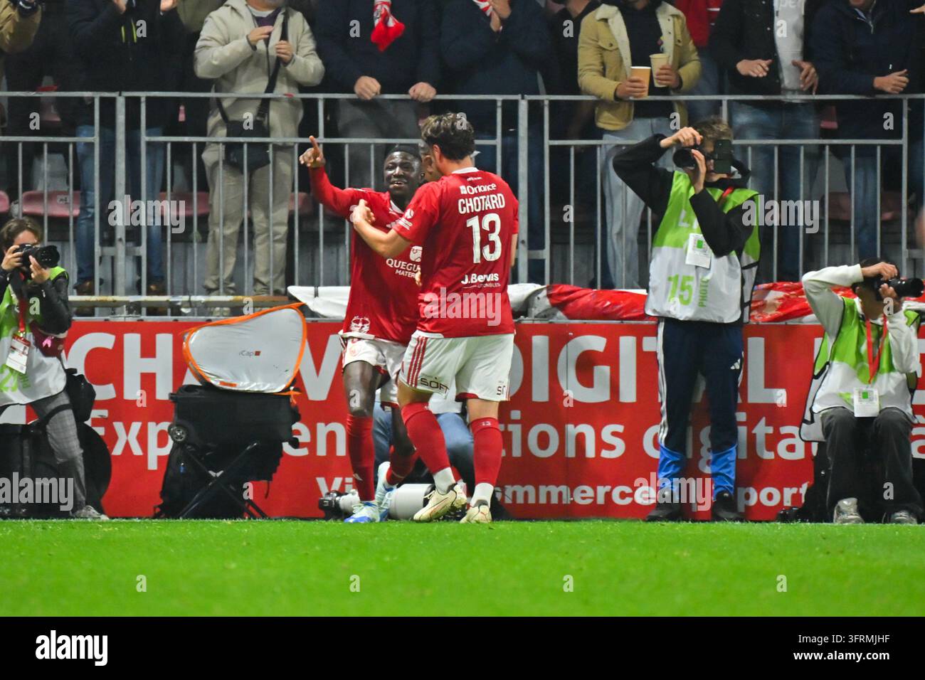 Pathé MBOUP of Stade Brestois 29 and Joris CHOTARD of Stade Brestois 29 ...