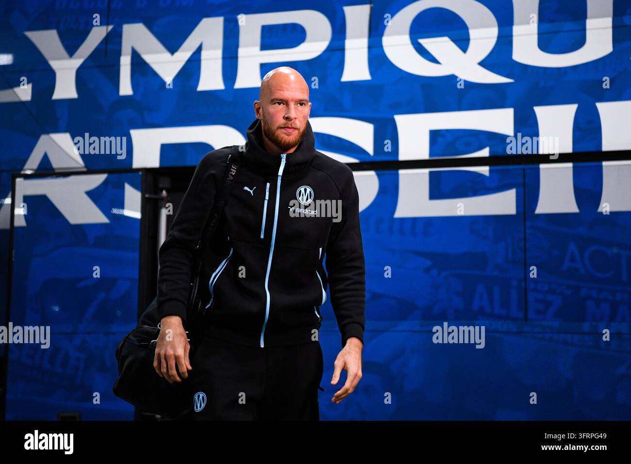 Theo VERMOT of Olympique de Marseille arrive prior Ligue 1 McDonald's ...