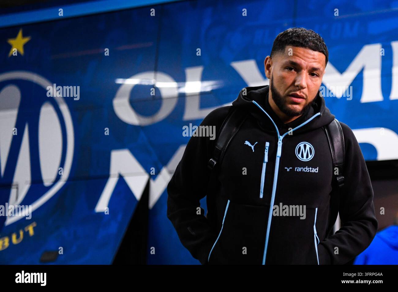 Amine HARIT of Olympique de Marseille arrive prior Ligue 1 McDonald's ...