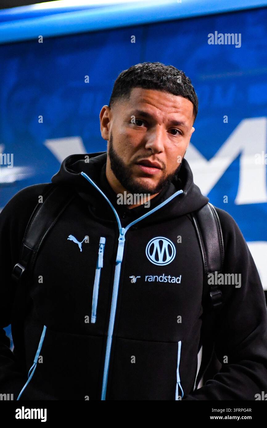 Amine HARIT of Olympique de Marseille arrive prior Ligue 1 McDonald's ...
