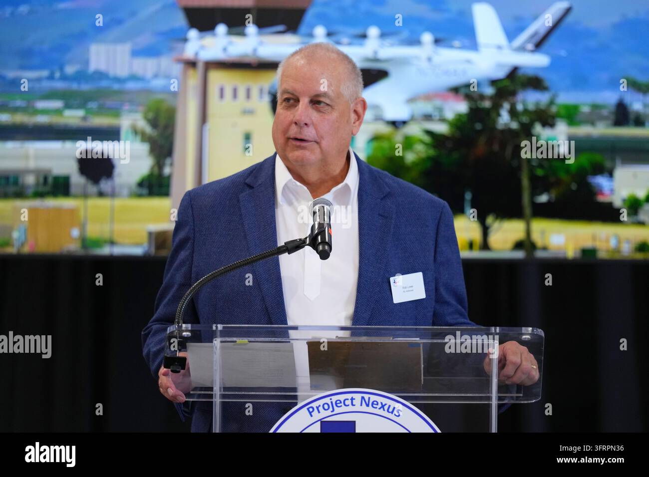 Rl Comp Rob Lowe, of RL Airshows, speaks during an event unveiling aircrafts at ...