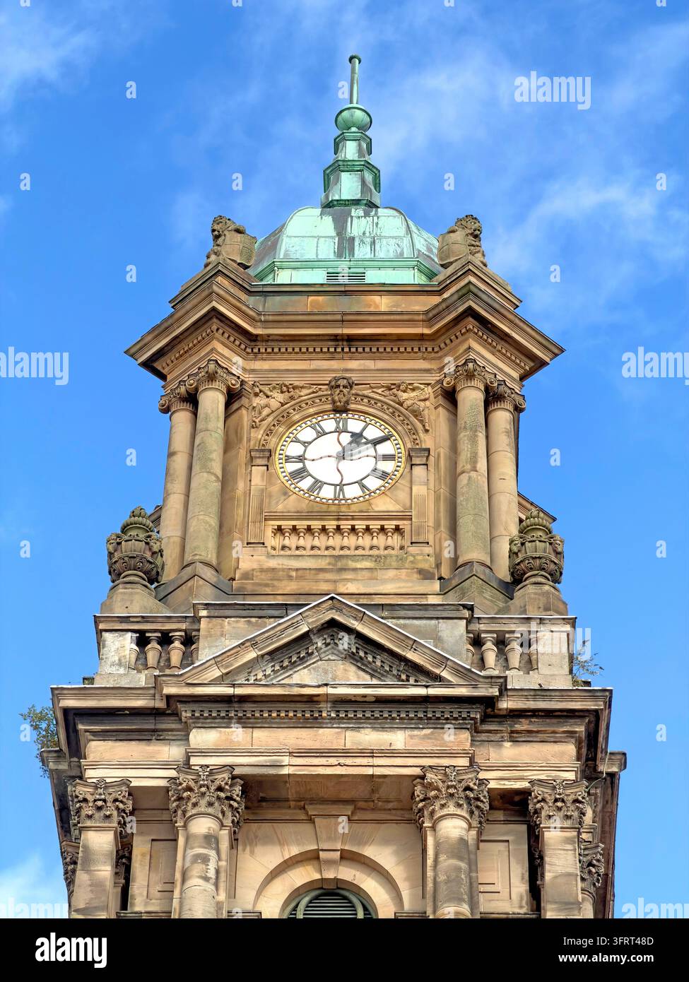 Birkenhead Town Hall clock tower detail, Hamilton Square, UK. Stock Photo
