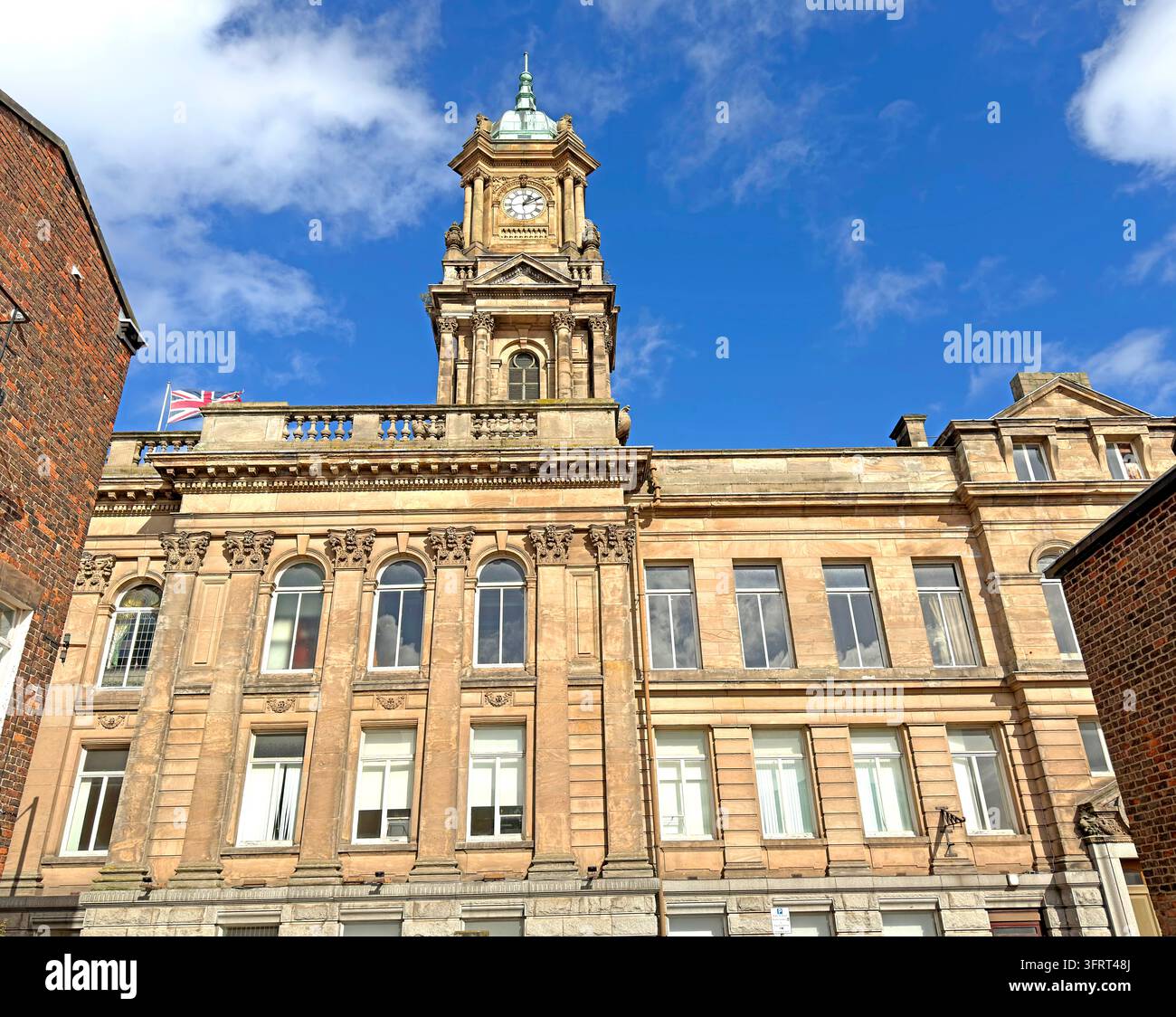 Birkenhead Town Hall facade close angle, Hamilton Square, UK. Stock Photo