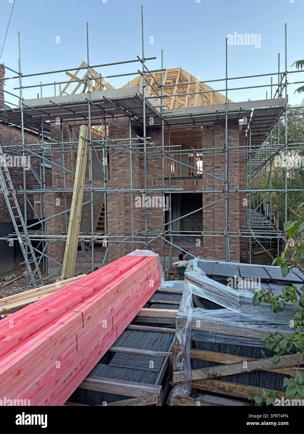 New homes building site, North West England, UK. Stock Photo