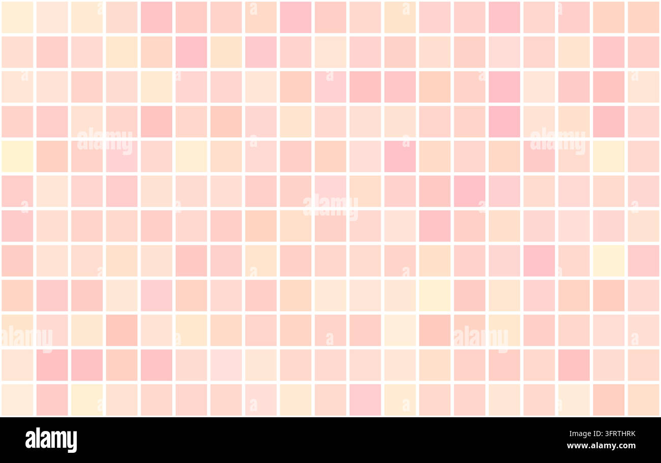 Orange square bathroom tiles with ceramic texture form, seamless mosaic pattern Stock Vector