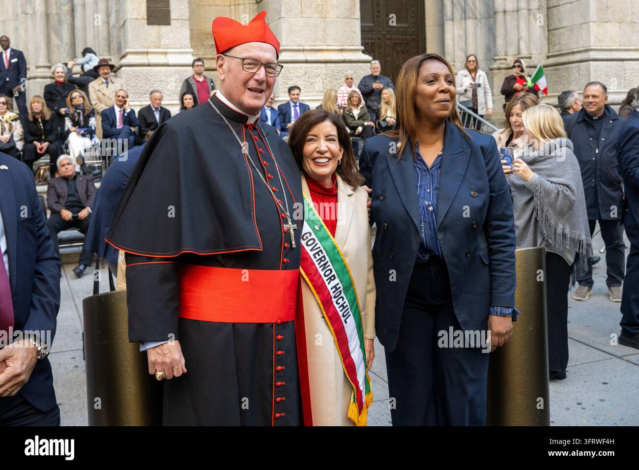 (L-R) Retired New York Cardinal Timothy Dolan, New York State Governor ...