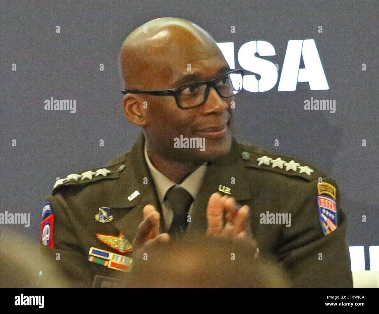 Commanders Vector Gen. Xavier Brunson, commander of U.S. Forces Korea, attends a U.S ...