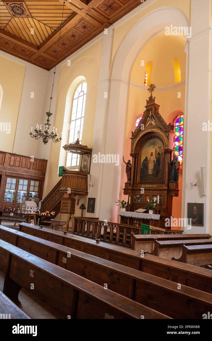 Interior of an Old Evangelical Church of Christ in Hallstatt with ...
