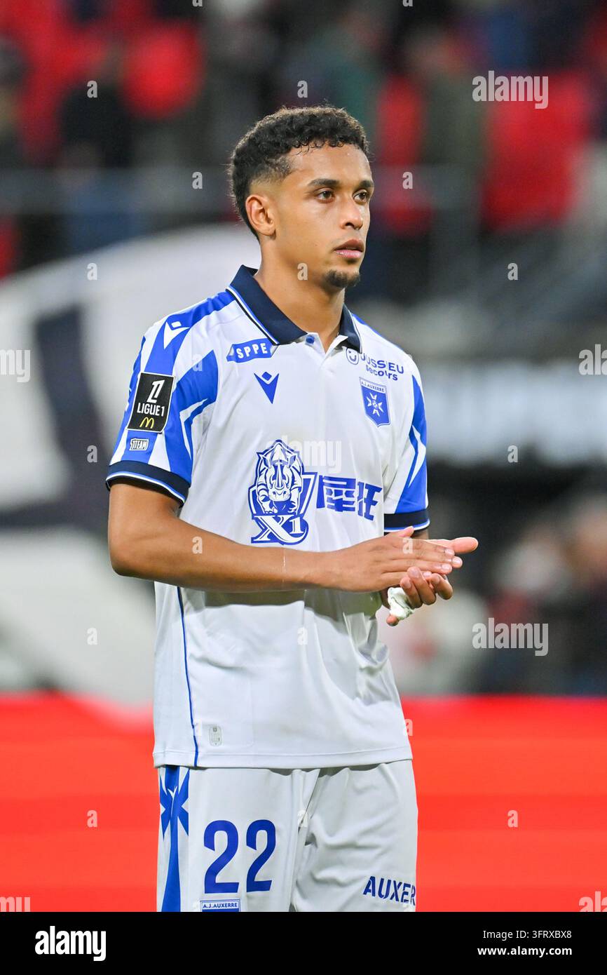 Fredrik OPPEGARD of Auxerre during Ligue 1 McDonald's match between ...