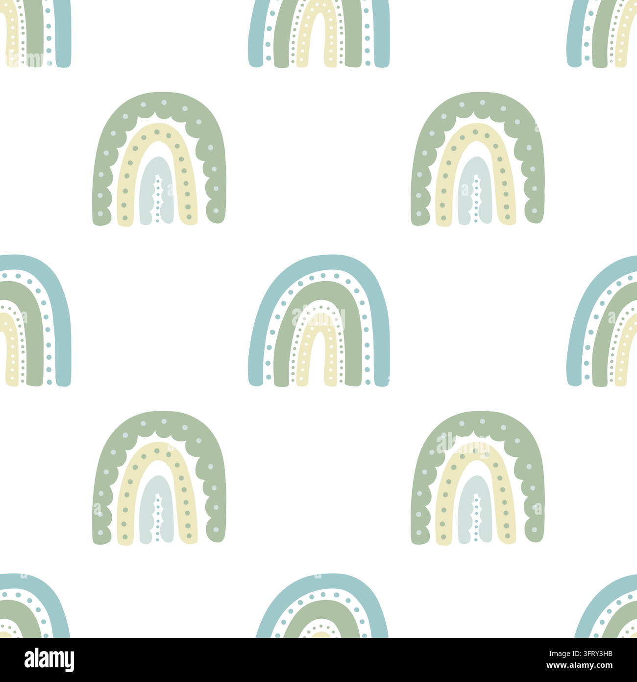 Doodle rainbows pattern Stock Vector