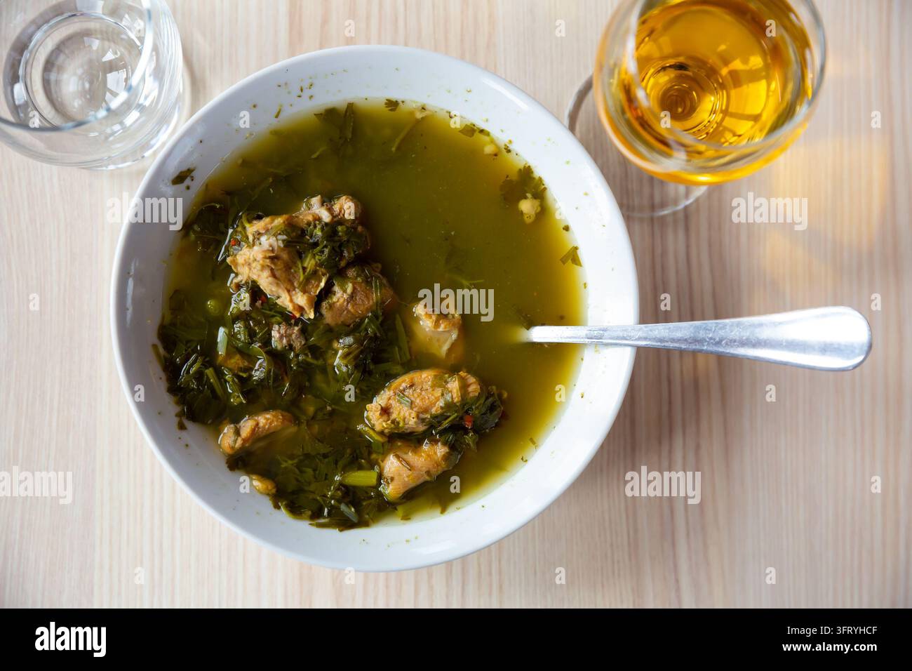 Appetizing national dish of Georgian cuisine Chacapouli from young lamb ...