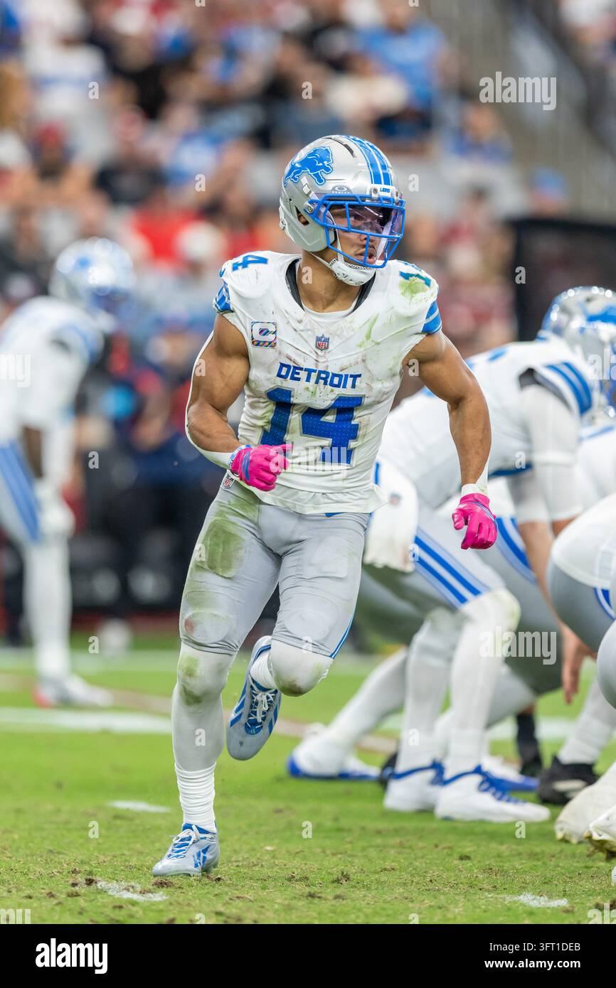 Detroit Lions wide receiver Amon-Ra St. Brown (14) goes in motion ...