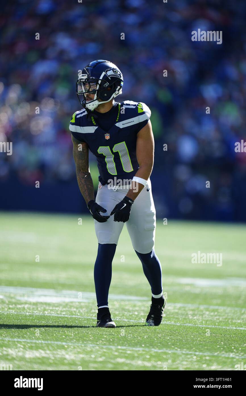 Seattle Seahawks wide receiver Jaxon Smith-Njigba (11) gets set during ...
