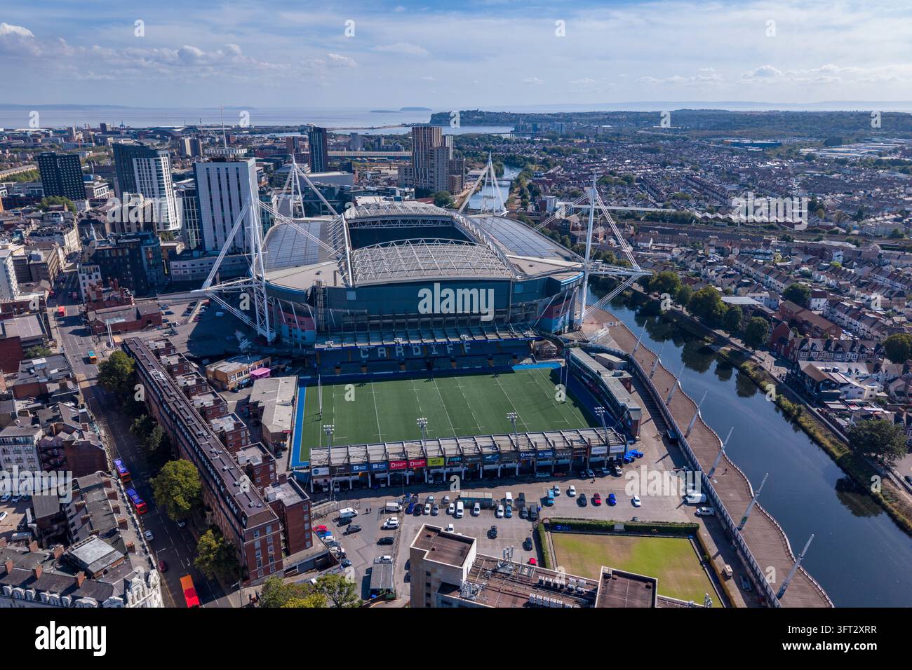 Aerial view of Cardiff Arms Park, which sits beside the Principality ...