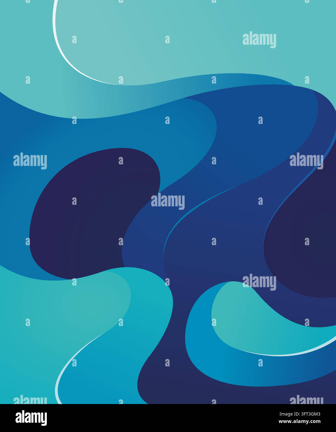 An abstract, modern graphic design featuring smooth, fluid wave-like ...