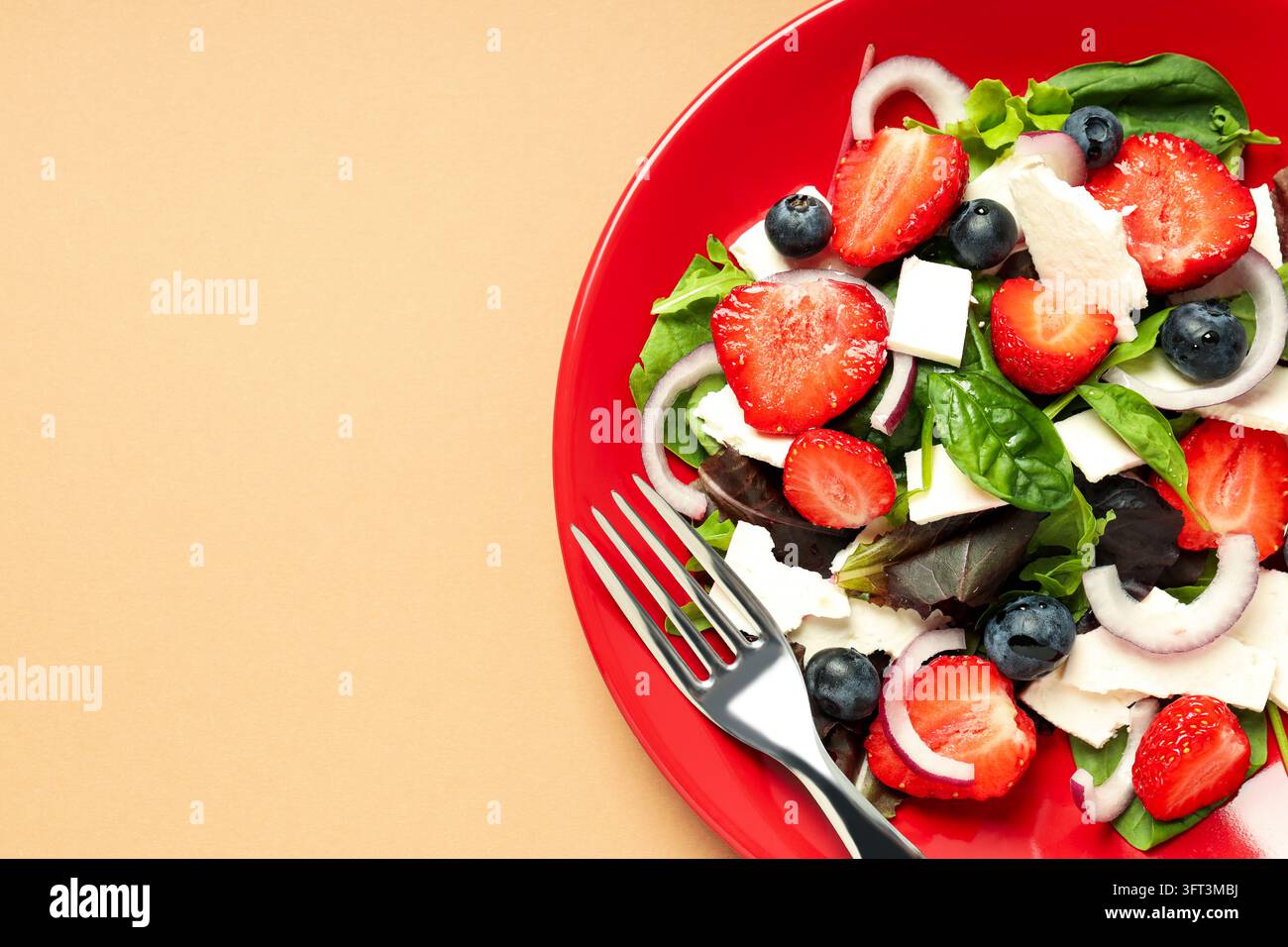 Concept of tasty salad, salad with strawberry, space for text Stock ...