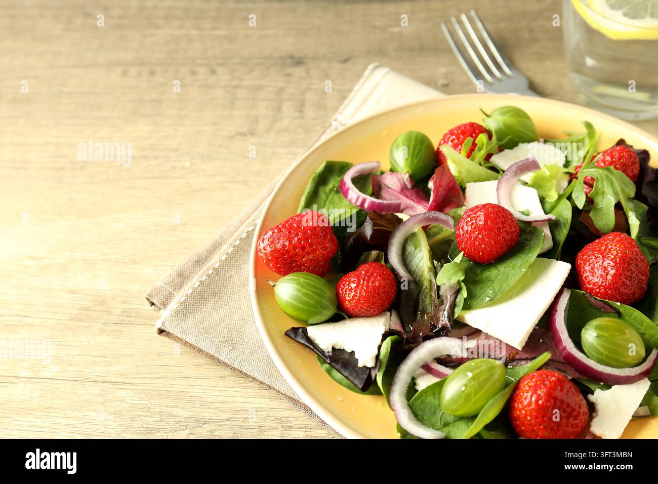 Concept of tasty salad, salad with strawberry, space for text Stock ...