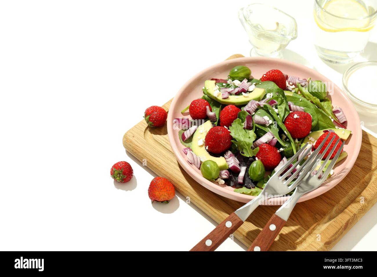 Concept of tasty salad, salad with strawberry, space for text Stock ...