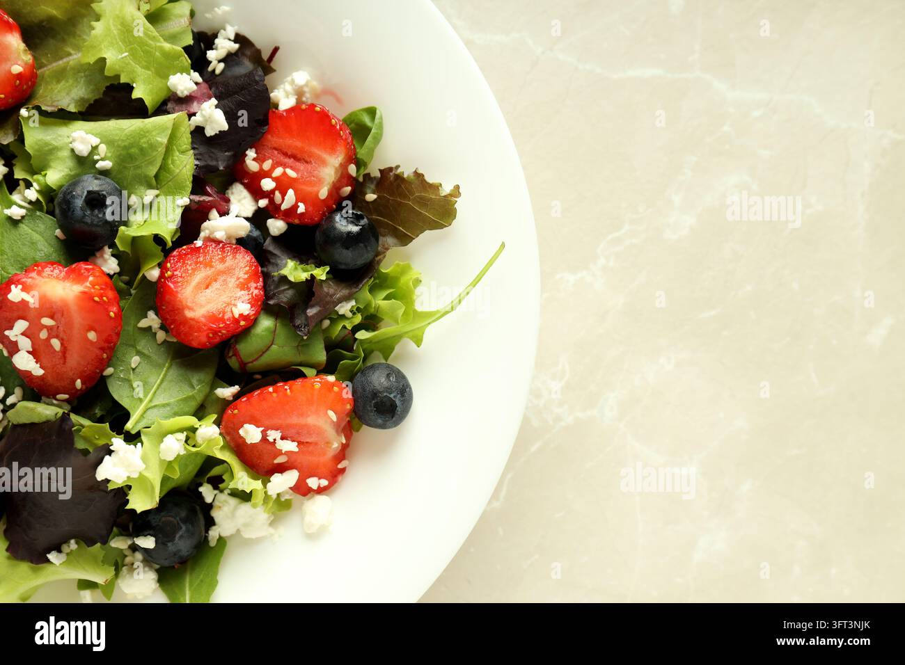 Concept of tasty salad, salad with strawberry, space for text Stock ...