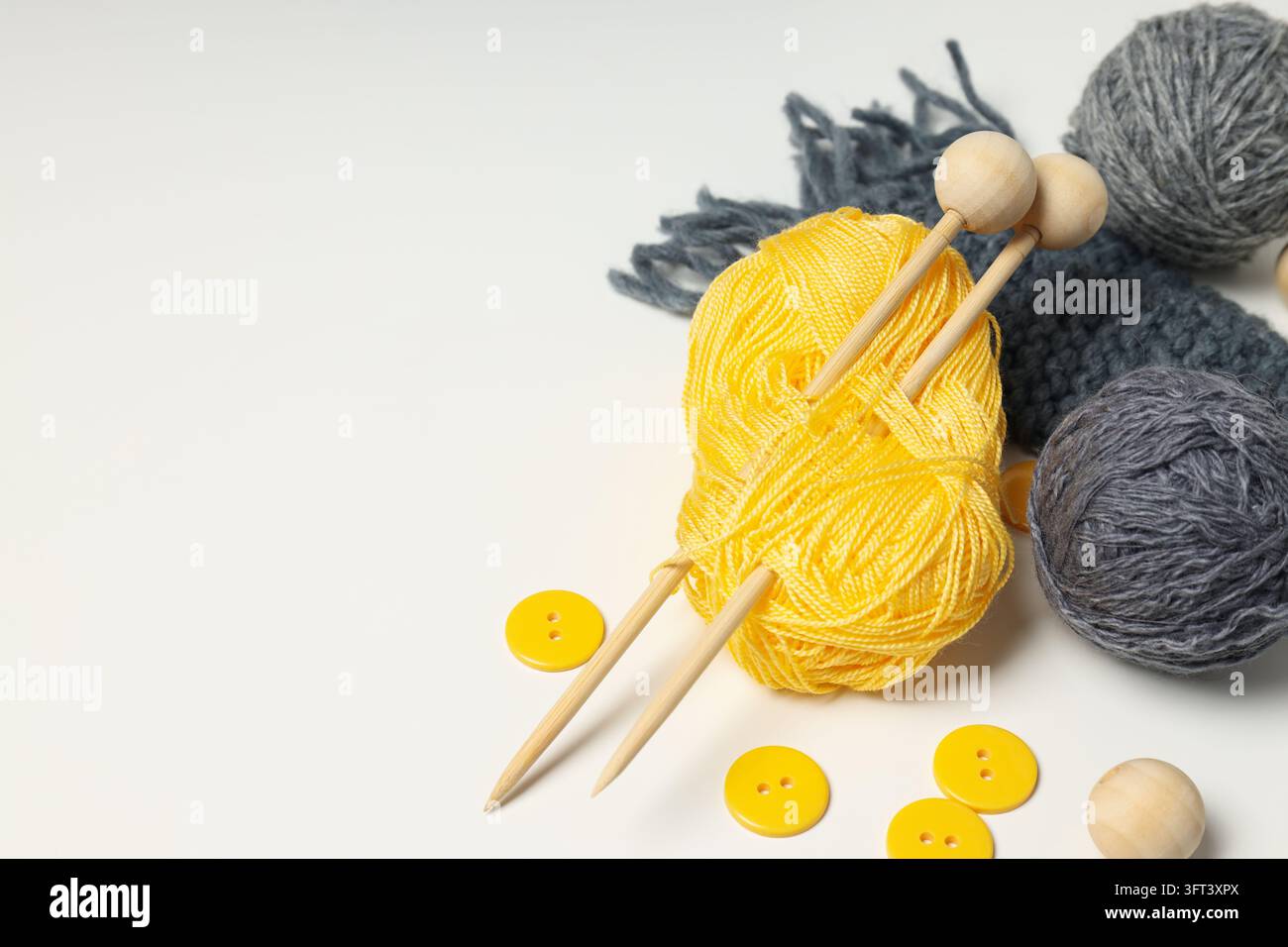 Concept of hobby, knitting, space for text Stock Photo - Alamy