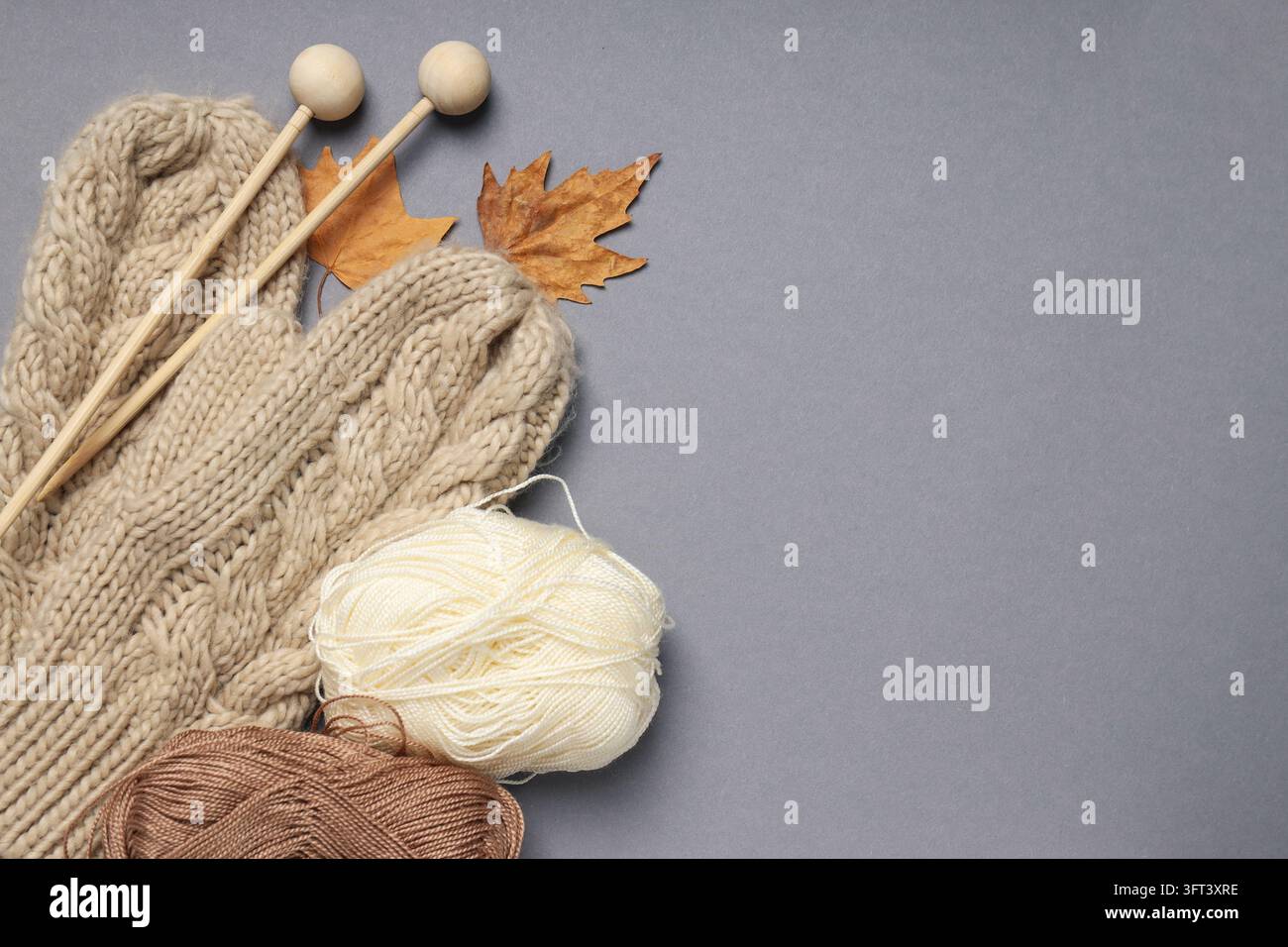 Concept of hobby, knitting, space for text Stock Photo - Alamy