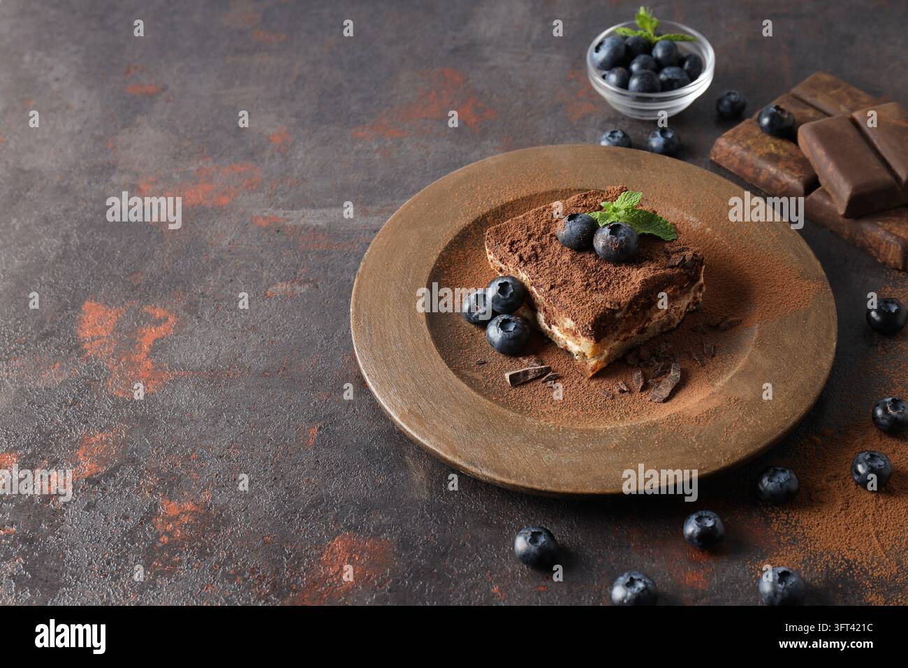 Concept of sweet food, Tiramisu cake, space for text Stock Photo - Alamy