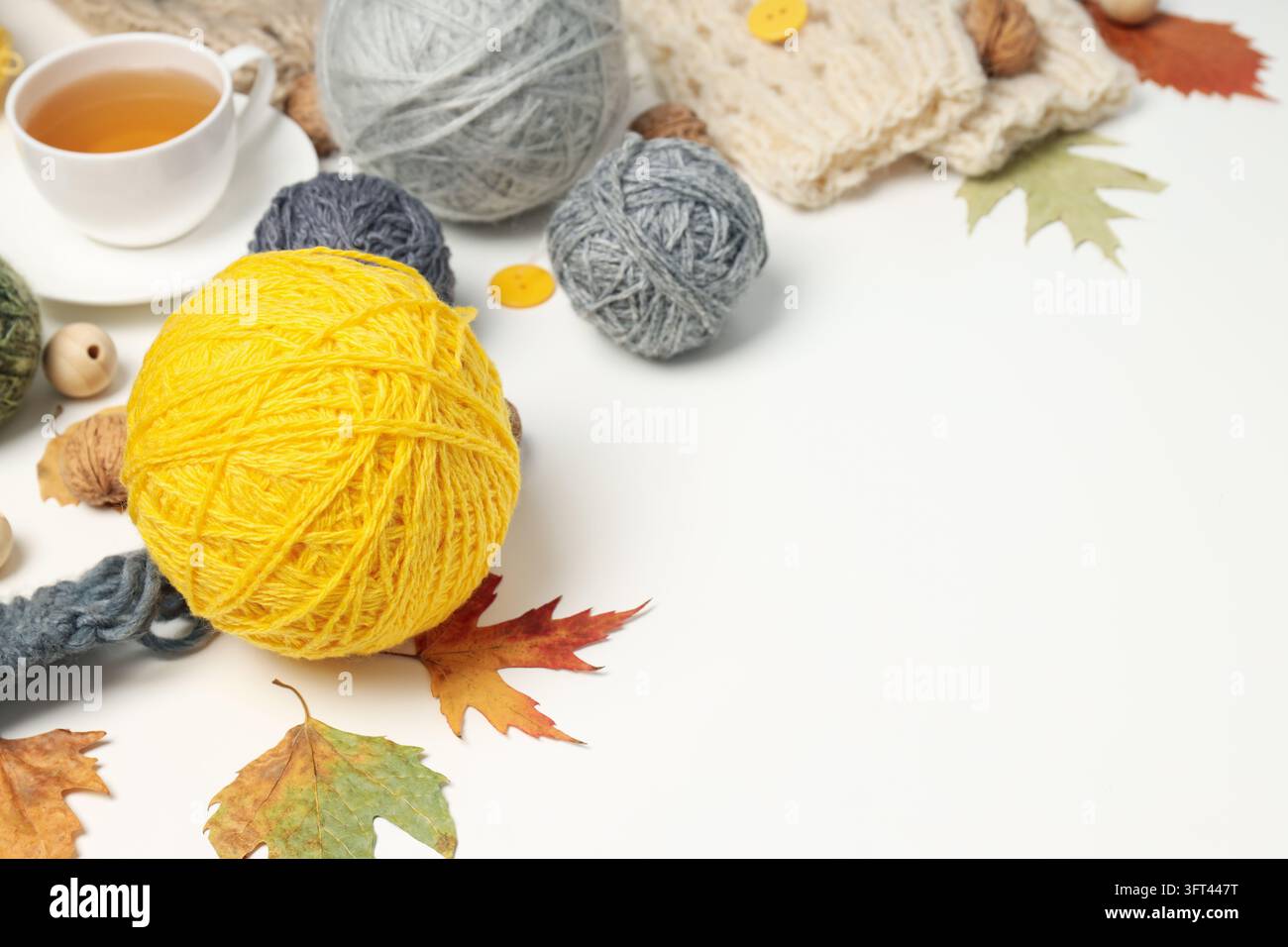 Concept of hobby, cozy hobby, knitting, space for text Stock Photo - Alamy