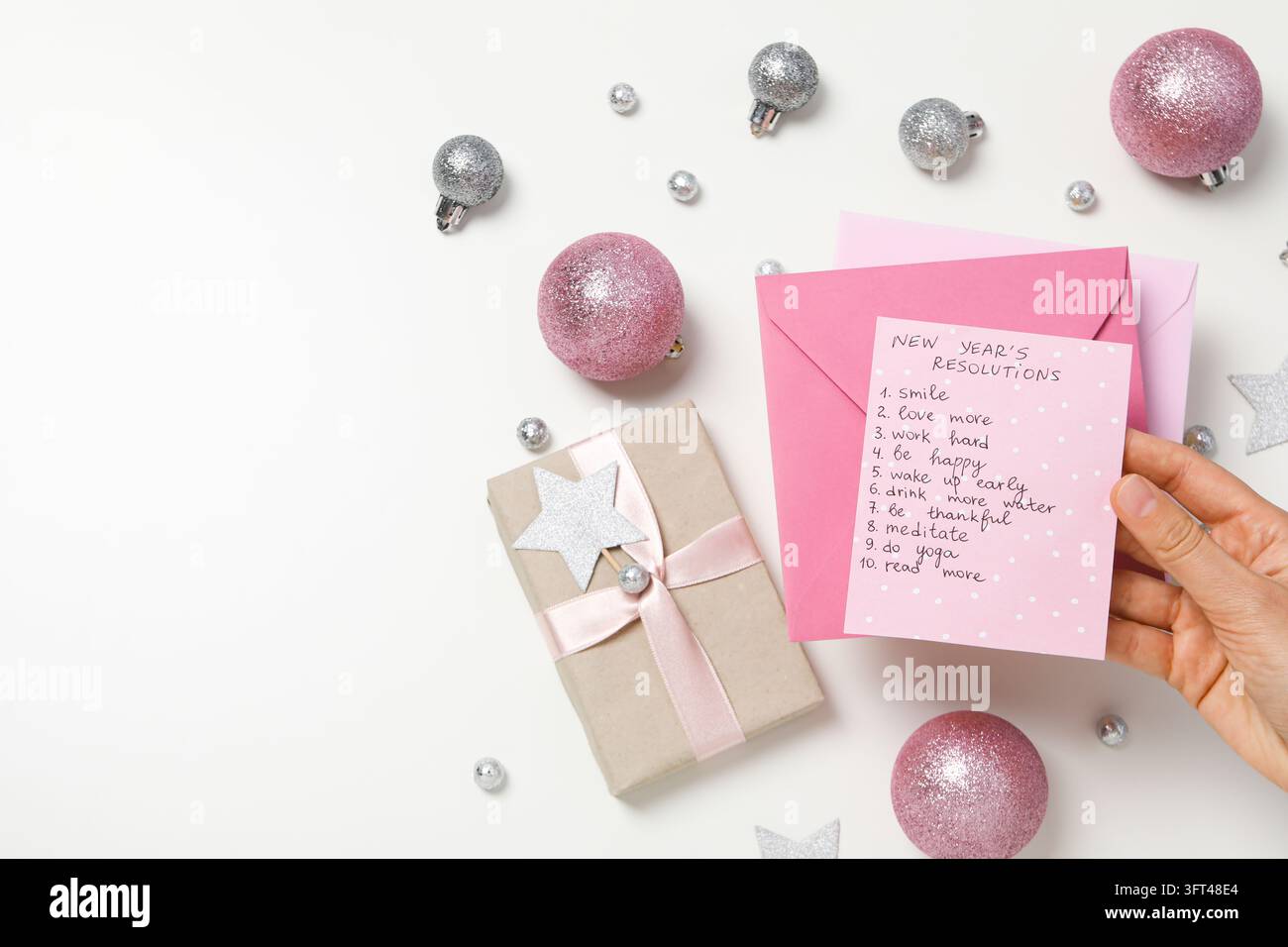 Concept of New Year Resolutions list, new year goals, space for text ...