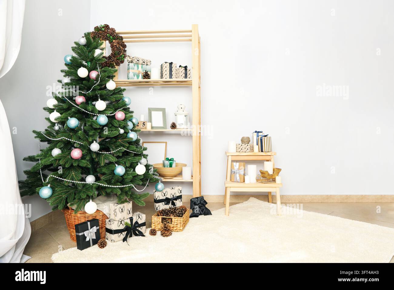 Concept of Christmas and Happy New Year, Christmas tree, space for text ...