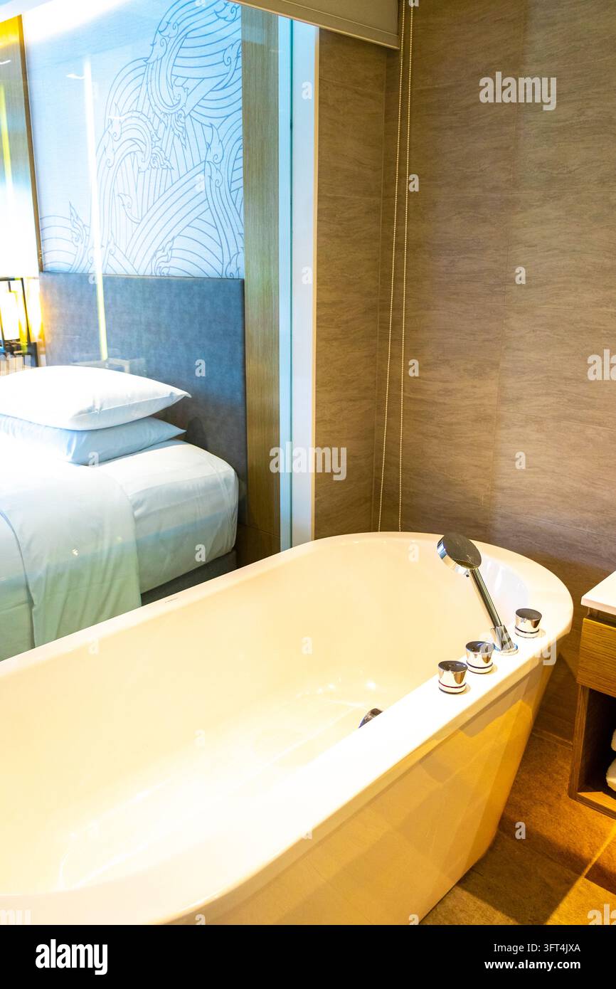 Luxury Marriott Phuket Resort hotel bathroom featuring elegant mirror ...