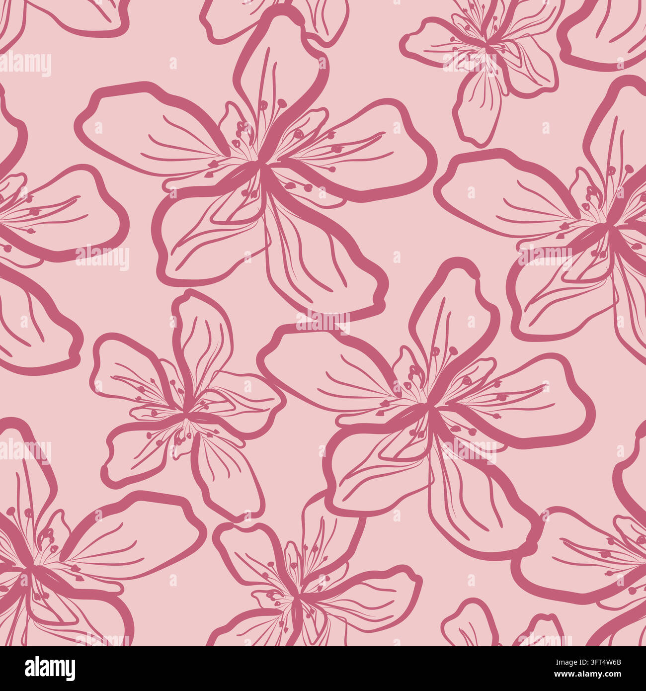 Seemlees Line Line Pattern Seamless modern floral brushstroke pattern. Large hand-drawn botanical ...