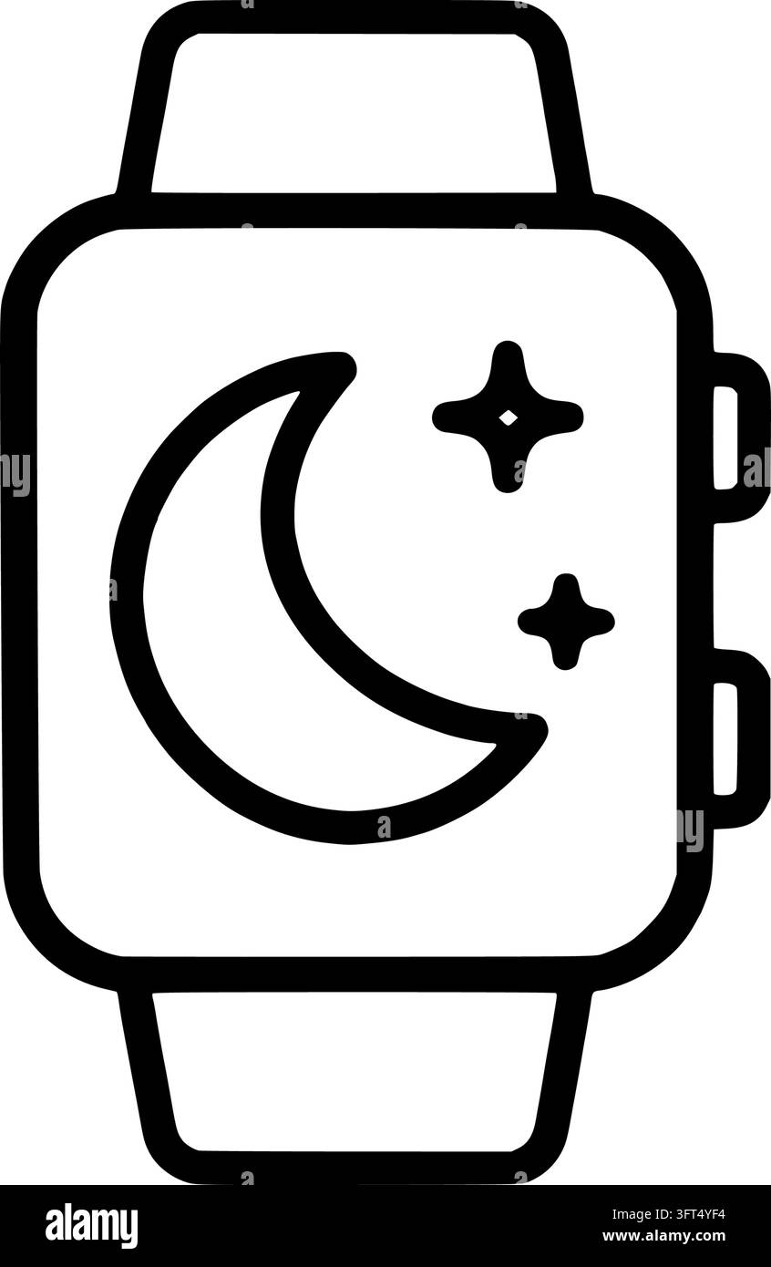 Sleep tracking watch with crescent moon Stock Vector Image & Art - Alamy