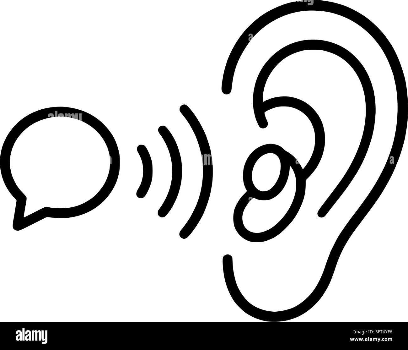 Speech sound waves entering an assisted ear vector icon Stock Vector ...