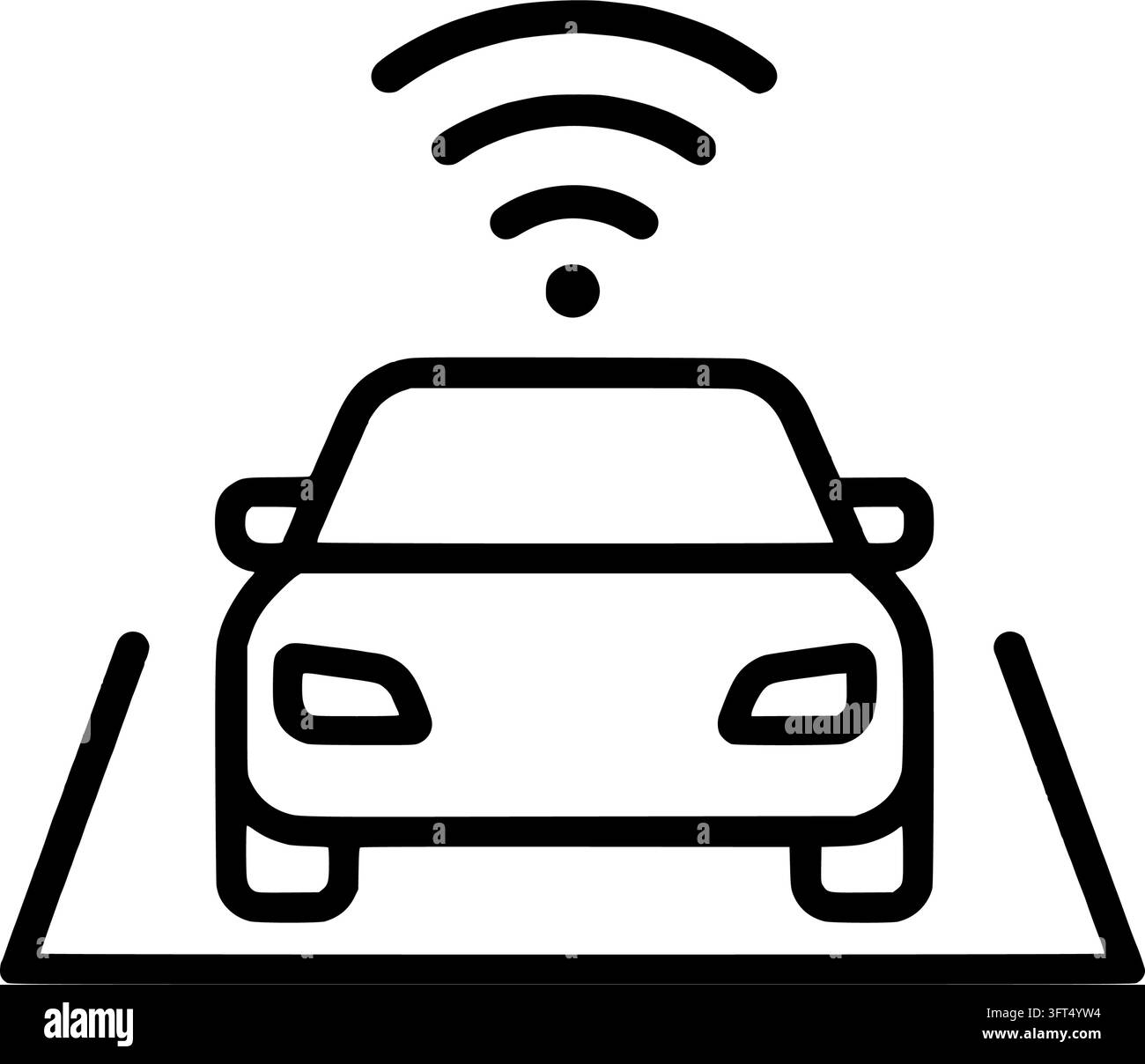 Monochrome Car in Parking Space with Sensor Icon Stock Vector Image ...