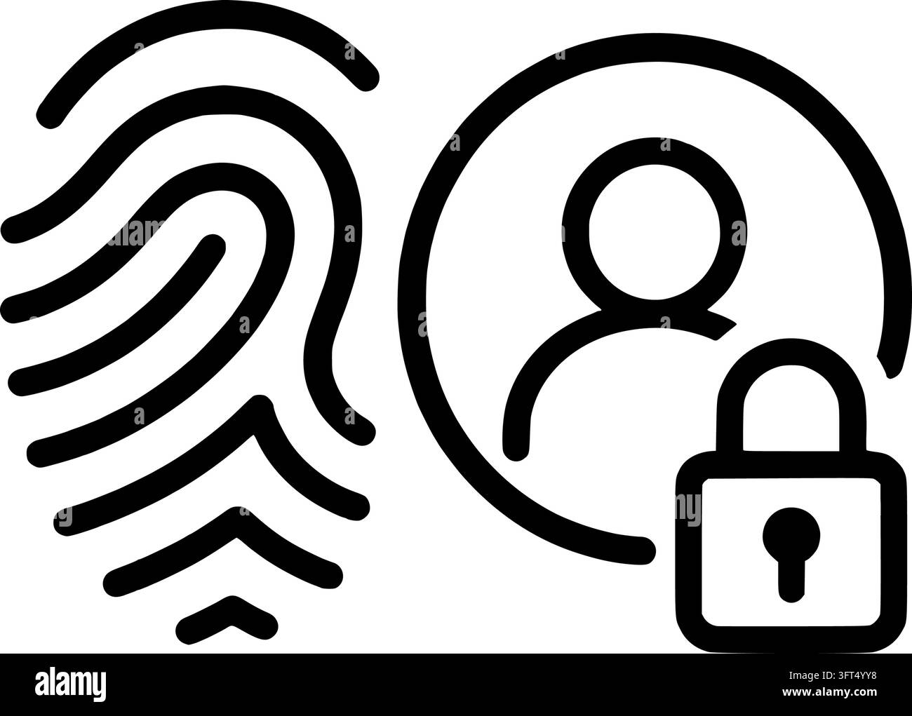 Fingerprint Beside Secure User Profile Monochrome Vector Icon Stock ...