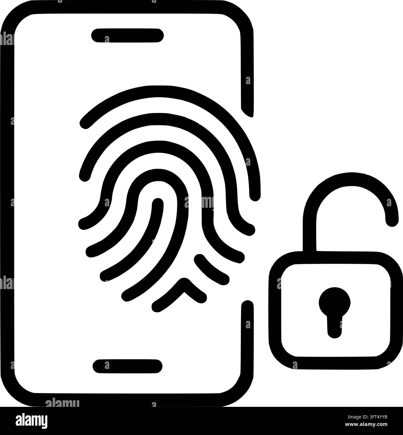 Fingerprint Unlocking Smartphone Monochrome Vector Icon Stock Vector ...