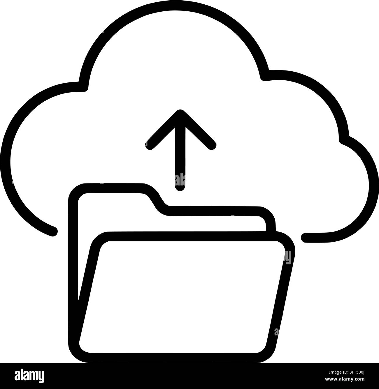 Folder Uploading into Cloud, Monochrome Vector Icon Stock Vector Image ...