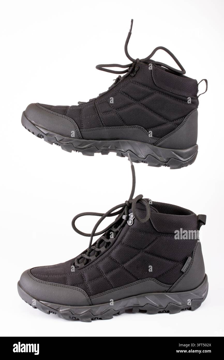 Black men's autumn boots isolated on a white background Stock Photo - Alamy