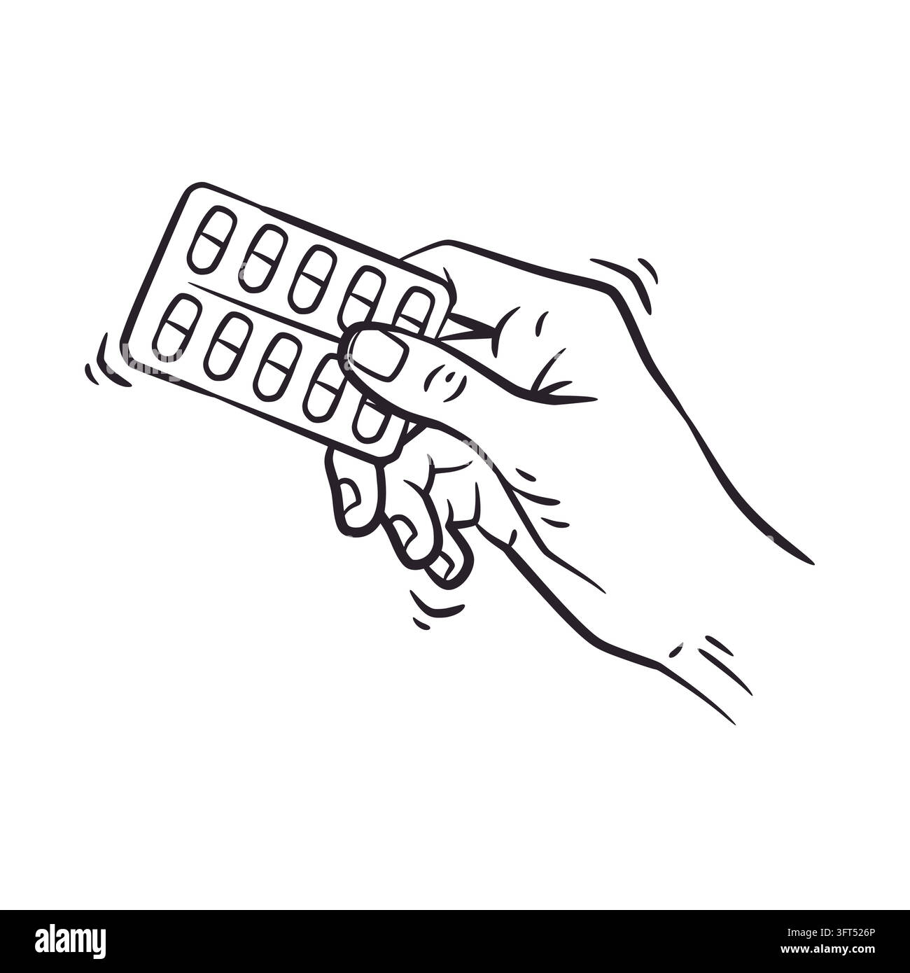 Clean hand-drawn vector sketch illustration of a human hand holding a ...