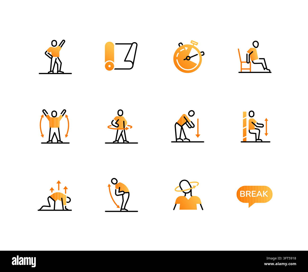 Stretching Breaks Line Design Icons Set Stock Vector Image & Art - Alamy