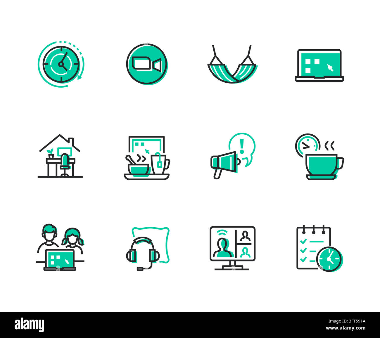 Work-Life Balance Line Design Icons Set Stock Vector Image & Art - Alamy