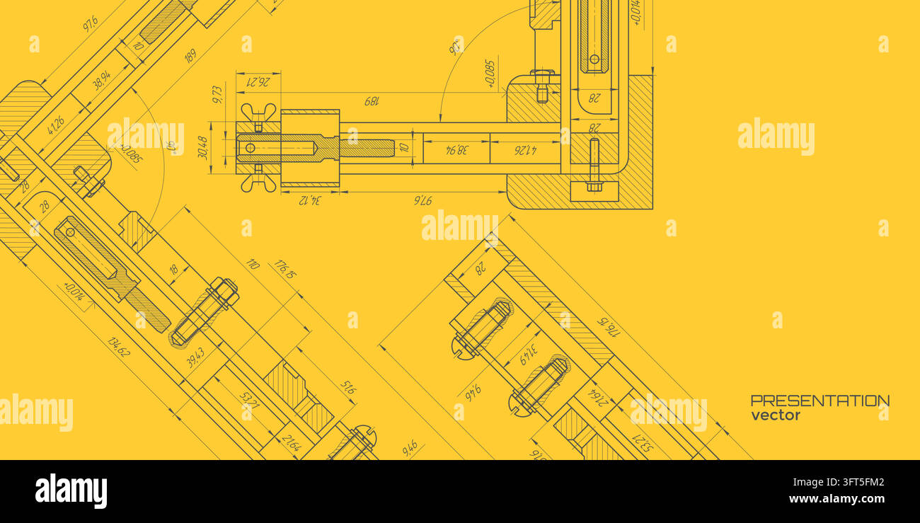 Engineering industrial background. Technical drawing .Technology banner. illustration . Stock Vector