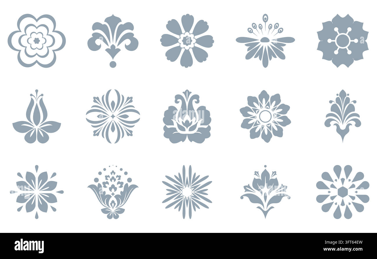 Flower icons set. Isolated elements for design. Vector graphics. Flower ...