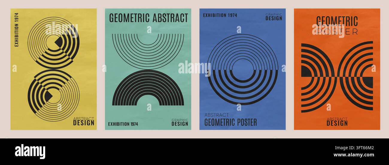 Geometric isolated posters in swiss style. Colorful abstract shapes ...