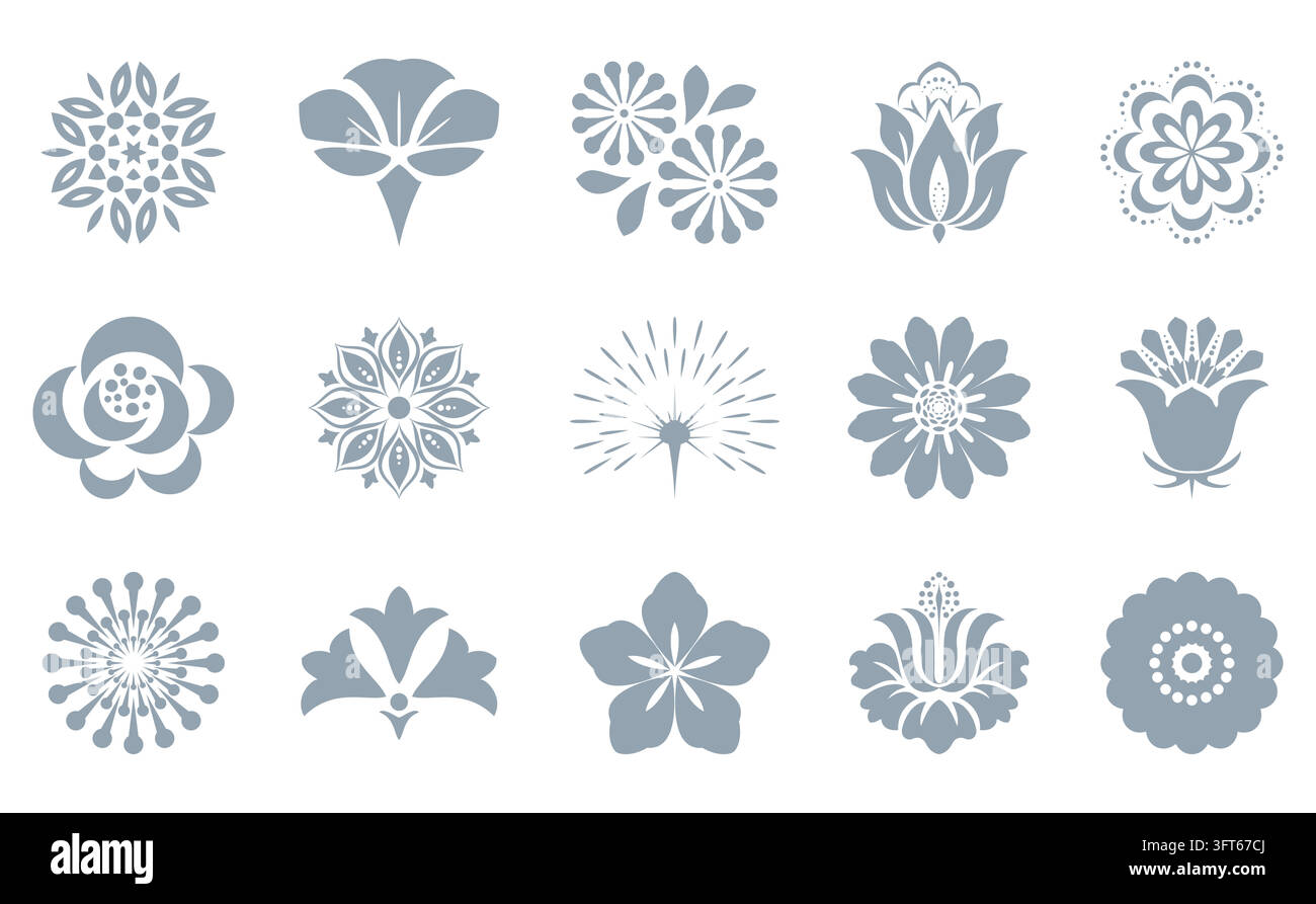 Flower icons set. Isolated elements for design. Vector graphics. Flower ...