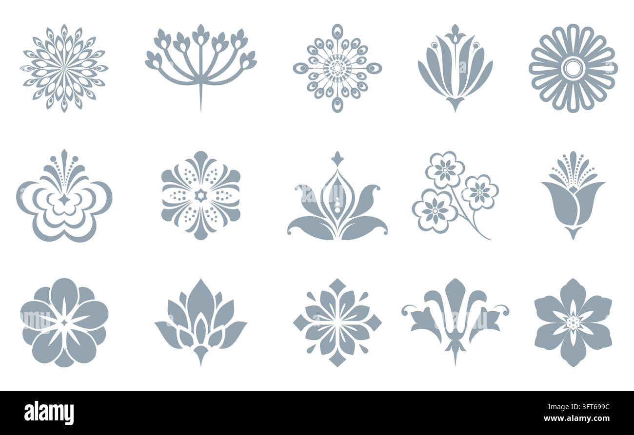 Flower icons set. Isolated elements for design. Vector graphics. Flower ...